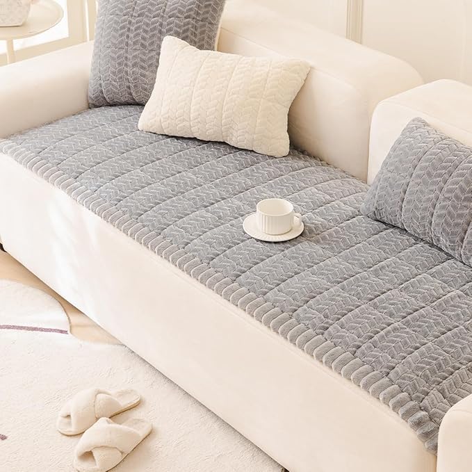 Mitid Sofa Cover Fuzzy Couch Cover for Pet, Couch Covers for Dogs Washable Non-Slip Sofa Slipcover Cushion Protector Pets Friendly Mat Bed