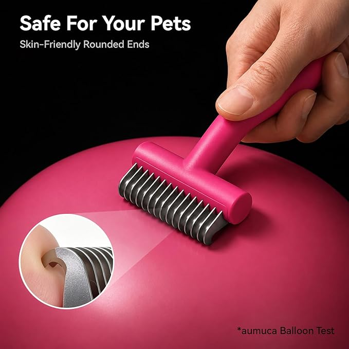 aumuca Undercoat Rake for Dogs & Cats – Deshedder & Grooming Brush – Dog Brush & Cat Brush for Long or Short Hair – Dematting Comb for Matted Fur, Kitten, Puppy, Rabbit, Horse