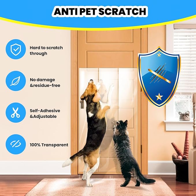 Petslucent Cat Scratch Furniture Protector: Cat Anti Scratch Tape - Door Protector from Dog Scratching - Clear Training Self Adhesive Tape for Carpet, Sofa, Couch, Door (118in x 11.8in)