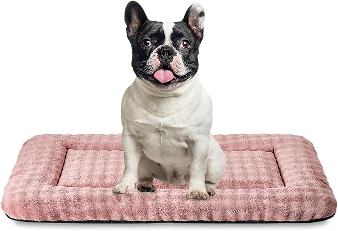 Dog Bed Mat Crate Pad for Medium Dogs, Washable Soft Pet Sleeping Mat Kennel Pad with 3D Bubble Pattern, Dusty Pink, 30"x 19"