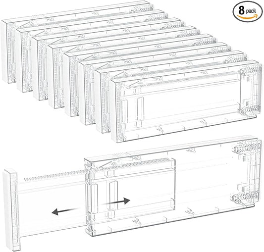 Lifewit 8 Pack Drawer Dividers 4" High, 11-17" Adjustable Dresser Drawer Organizers for Clothes, Expandable Dresser Separators in Bedroom/Bathroom/Kitchen/Vanity/Office Organization and Storage,Clear