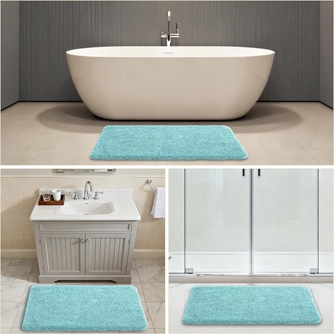 Aqua Haze Bathroom Rugs 24"x40" – Large Plush Microfiber Bath Mat, Soft Non Slip Floor Mat, Absorbent and Washable Rug – Perfect for Bathroom or Bedroom Use