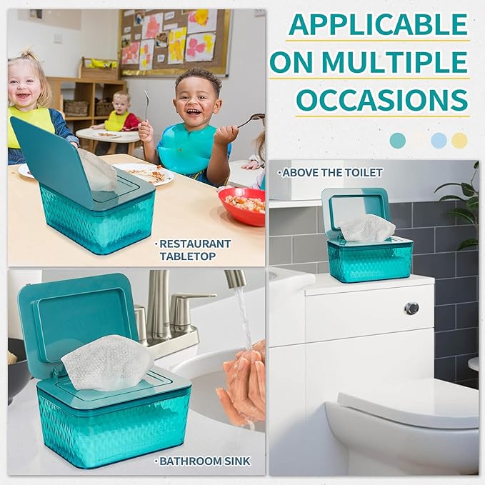 Whiidoom Wipes Dispenser, One-Handed Operation Wipe Holder for Baby & Adult, Seal-Designed Wipes Container for Bathroom Keep Diaper Wipes Fresh (2 Pack Green)