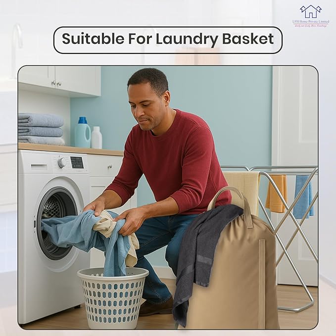 LFH Home Cotton Canvas Large Laundry Bag with Handle, Heavy Duty Drawstring Closure Washable Laundry Bags, School Travel, Home, Hotel, College Dorm, Organizer Sack, Toys 20x30-Beige Thanks Giving