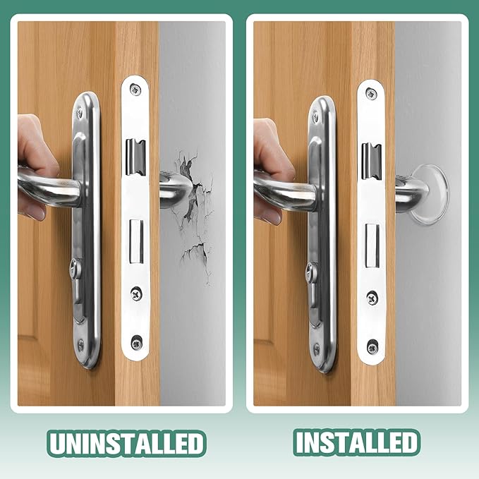 Strongest Door Knob Wall Shield, 2“ Clear Self Adhesive Round Soft Rubber Door Stopper Wall Protector, 6 PCS Reusable Solution for Stopping Wall Damage & Noise from Doors, Refrigerators