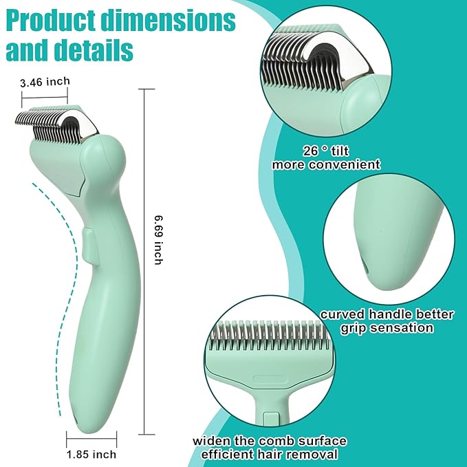 Mllzhauib Dog & Cat Brush, Deshedding Brush with Easy Release Button, Premium Grooming Tool for Shed Control & Undercoat Removal, Ideal for Long/Short Haired Pets (Mint Green)