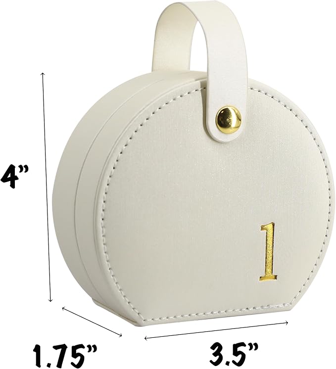 COLLECTIVE HOME - Travel Jewelry Case, Elegant Half-Moon Design with Gold Monogram, Detachable Handle, Personalized Accessory Organizer, Gift for Fashion-Forward Women and Teens (l)