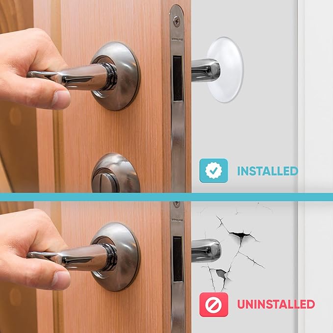 Strongest Home Clear Rubber Door Knob Wall & Door Handle Stopper, 2 Inch, 14 Piece Set, Guard Door Bumper Silencer, Self-Adhesive