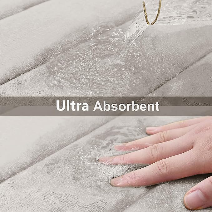 Buganda Memory Foam Bath Mat, 70" x 24", Ultra Soft and Non-Slip Bathroom Rugs, Water Absorbent and Machine Washable Bath Rug Runner for Bathroom, Shower, and Tub, Cream