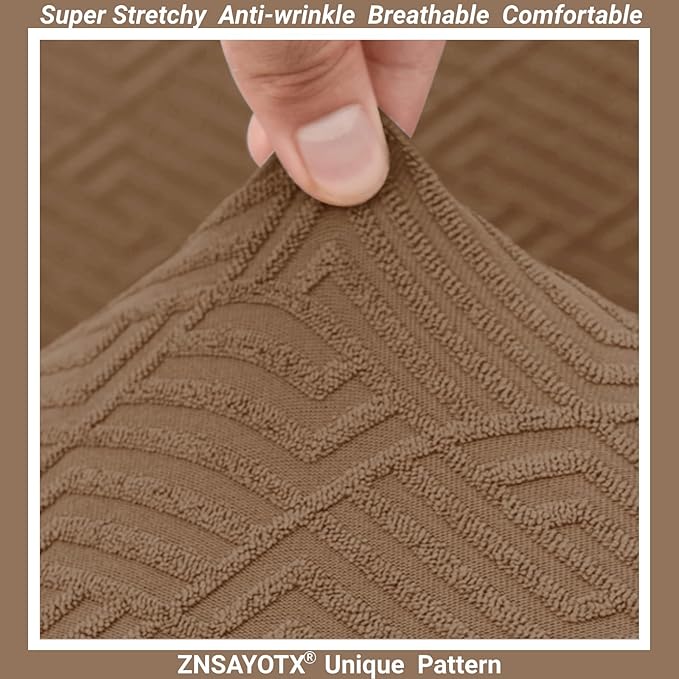ZNSAYOTX Stretch Fit Futon Cover (67"-82") Armless Futon Sofa Bed Slipcover with Elastic Band, Universal Foldable Sofa Mattress Protector Full Queen Size, Washable Comfort Jacquard (Light Coffee)
