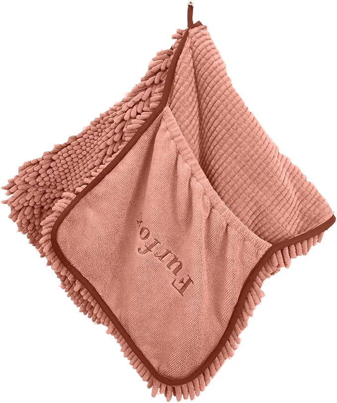 Furfox Absorbent Dog Towel, Microfiber Quick Drying Towel Machine Washable with Hand Pockets for Medium Large Dog 35 x 15'' (Brown)