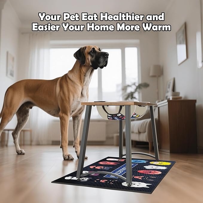 TIDANT Elevated Dog Bowls for Large Dogs with Slow Feeder & Mat, 101oz Bowls, Tall Raised Dog Bowl Stand