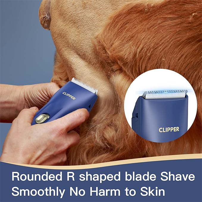 Founouly Dog Cat Home Hair Waterproof Clipper Wireless Dog Trimmer for Grooming,Blue,TS006