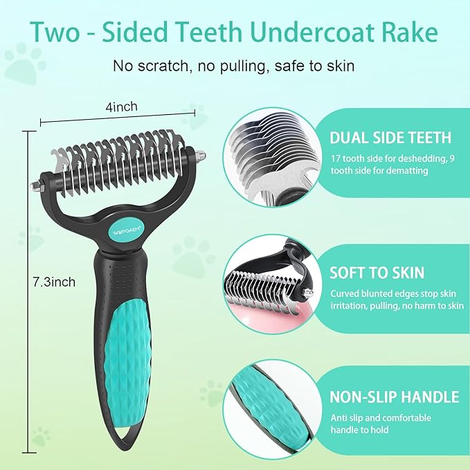 5 PCS Self Cleaning Slicker Brush & Pet Grooming Rake & Bath Brush & Nail Clippers & Pet Comb for Dogs and Cats,Professional Deshedding Dematting Tool for Long and Short Haired Pets