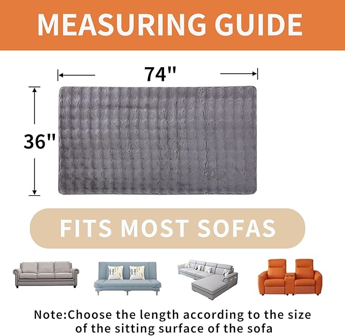 Waterproof Dog Bed Cover Non Slip Couch Cover for Dogs Washable, Dog Couch Cover Protector Faux Fur Pet Couch Covers for Sofa, Couch Covers for 3 Cushion Couch Sofa Pet Friendly (Grey)