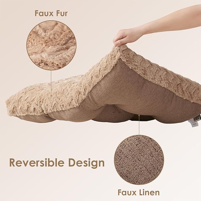 EHEYCIGA Washable XL Dog Bed for Crate 41x27 Inch, Reversible Kennel Pad for Extra Large Dogs Weight Up to 75 lbs, Plush and Comfy Pet Sleeping Mat, Camel