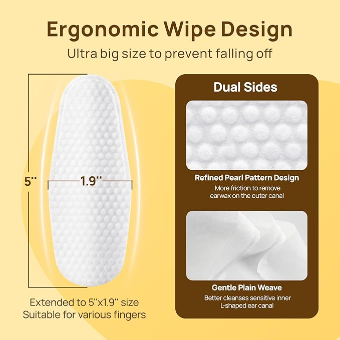 HICC PET Ear Cleaner Finger Wipes for Dogs & Cats, Vet-Recommended Dog Ear Infection Treatment to Relief Itching & Inflammation, Remove Wax, Dirt & Stop Smelly, Non-Irritating-100ct(Coconut Scent)