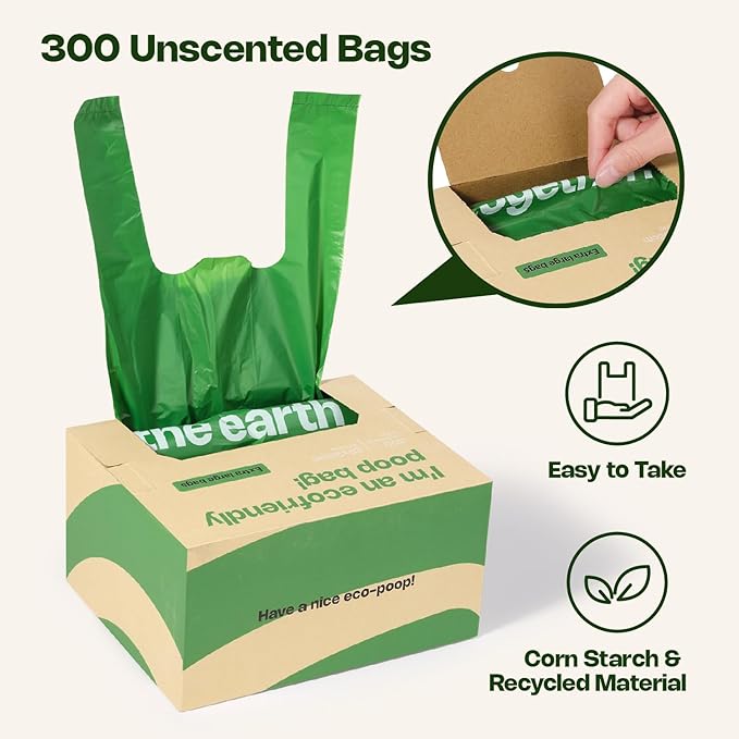 Dog Poop Bags with Handles 300 Count Big Sizes Leak Proof and Extra Thick Waste Bags for Walking Small Medium Large Dogs Cats Litter Unscented