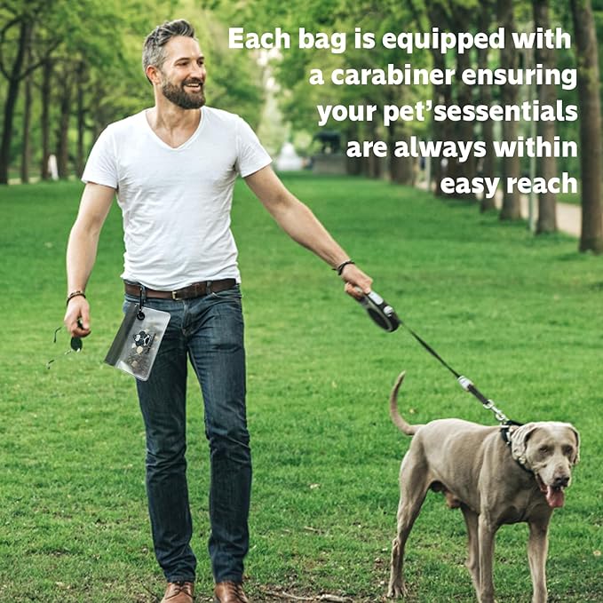 2-Pack Dog Treat Pouch,Lightweight, Compact,Leak Proof,Water Resistant,Carabiner Clip Dogs Travel Bag,Food-Safe Peva Reusable Bags,Holds Treats,Poop Bags,Toys Pet Bag,Dog Travel Accessories