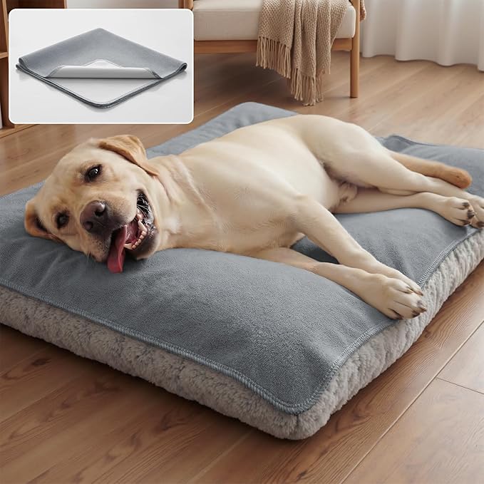MontVoo Washable Dog Bed Cover, Absorbent Quick Dry Pet Bed Sheet, Easy Hair Removal Couch Covers for Dogs/Cats, 14x20 Inches, Waterproof PU Backing Dog Bed Mat for Car Seat, Cover Only, Light Grey