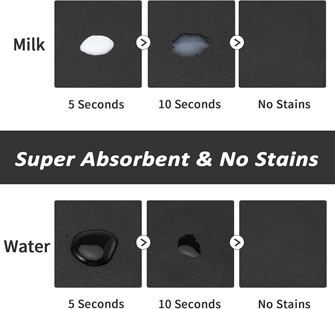 Dog Food Mat - Absorbent Cat Mat for Food and Water, No Stains Pet Feeding Bowl Mat, Easy to Clean Pet Placemats, Quick Dry Dog Water Dispenser Mat for Messy Drinkers | Black 18"x 28"