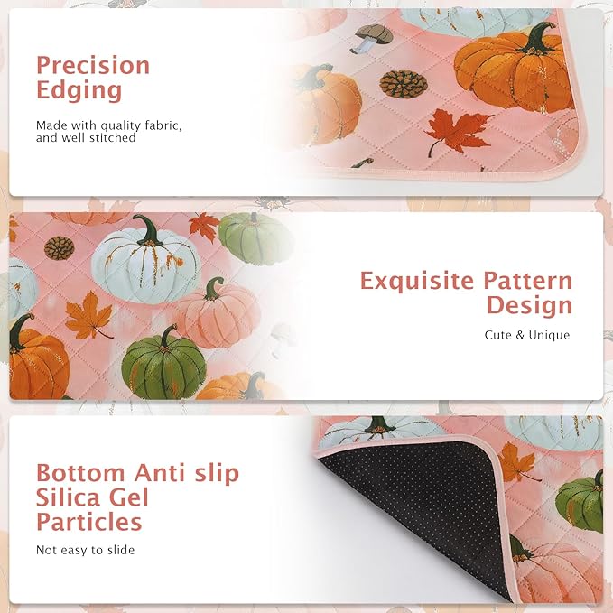 IEUUMLER Washable Pee Pads for Dogs, 2 Pack Pumpkin Pattern Reusable Waterproof Puppy Potty Pads, Non-Slip Absorbent Pet Training Pads for Playpen Crate Bed EU016 Pink Pumpkin, 36x31