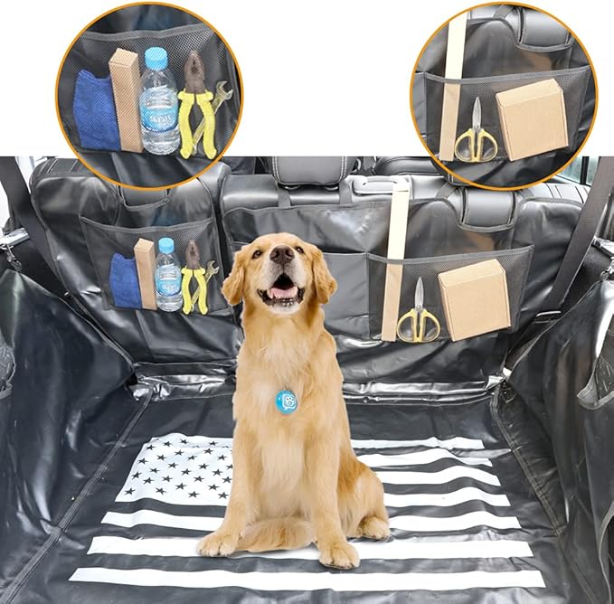 Dog Trunk Liner for Jeep, Heavy Duty Waterproof Oxford Cargo Protector for 2007-2026 Wrangler JK JL 4-Door, Nonslip Washable Pet Seat Cover & Anti-Scratch Liner (US Flag)