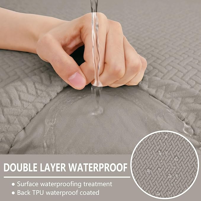 hyha Waterproof Couch Cushion Covers, Wear Resistant Couch Cover, Anti Slip Sofa Slipcovers Washable, Soft Thick Jacquard Furniture Protector for Pets Dog (1 Piece for Large, Taupe)
