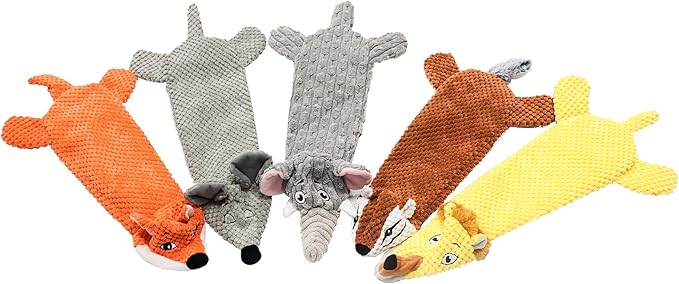 KrauzPet Dog Toys, Squeaky Plush No Stuffing Crinkle Dog Toy for Small Medium Large Dogs, [5 Pack] Interactive Puppy Teething Water Bottle Dog Chew Toy