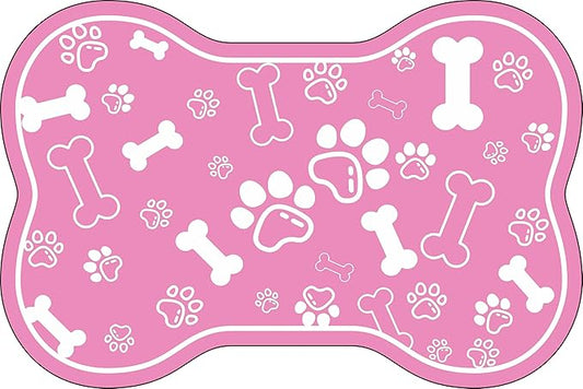 Dog Cat Mat for Food and Water,Rapid Absorbent Pet Feeding Mat, Bone Shaped Dog Placemat Bowl Mat with Rubber Backing,No Stains Pet Food Mats Indoor, Pet Accessories Supplies,Pink 23"×36"