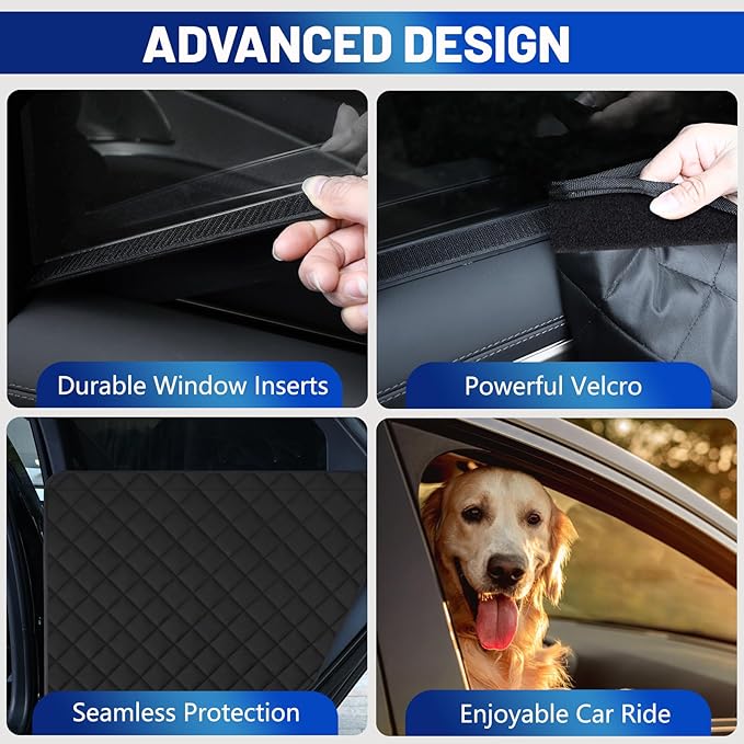 Dog Car Door Protector, 2 Pack Heavy Duty 5-Layer Car Door Protectors from Dog Scratching,Waterproof Door Protectors for Vehicles,Universal Fit for Cars, Trucks, SUVs, Storm Black