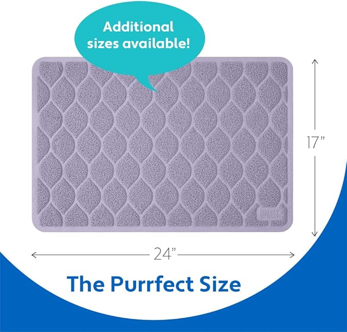 MIGHTY MONKEY Waterproof BPA Free Cat Litter Box Trapping Mat, Easy Clean Floors, Textured Backing, Soft on Sensitive Kitty Paws, Cats Accessories, Less Waste, Stays in Place, 24x17, Purple