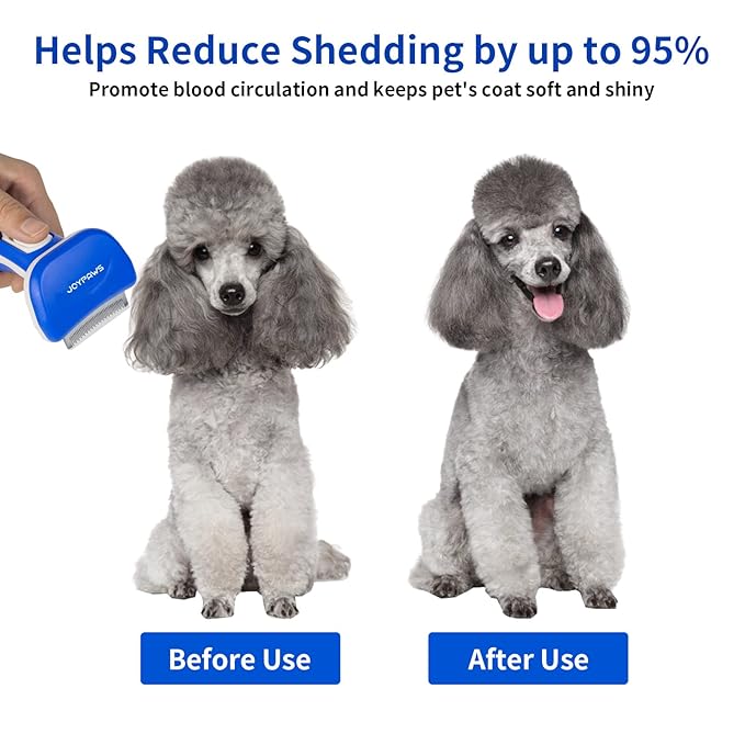 Upgraded Pet Self Cleaning Curved Deshedding Tool, Effectively Reduces Shedding by Up to 95%, Professional Grooming Brush for Small Dogs, Cats and Other Small Animals Blue S