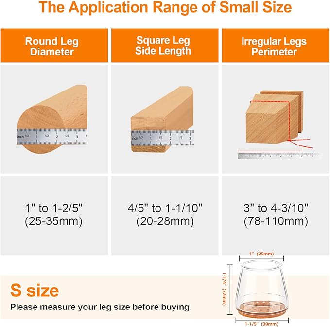24Pcs Silicone Chair Leg Floor Protectors,Floor Protectors for Chairs,Rubber Chair Leg Protectors for Hardwood Floors,Chair Leg Caps Chair Leg Covers for Wooden Floors(Clear, Small)