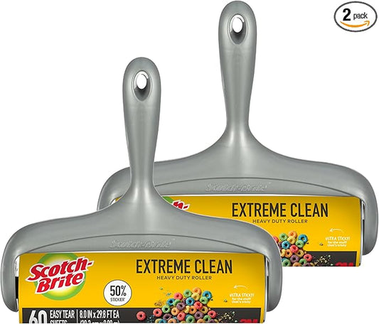 Scotch-Brite 50% Stickier Large Surface Lint Roller, Works Great On Pet Hair, 60 Sheets (Pack of 2)