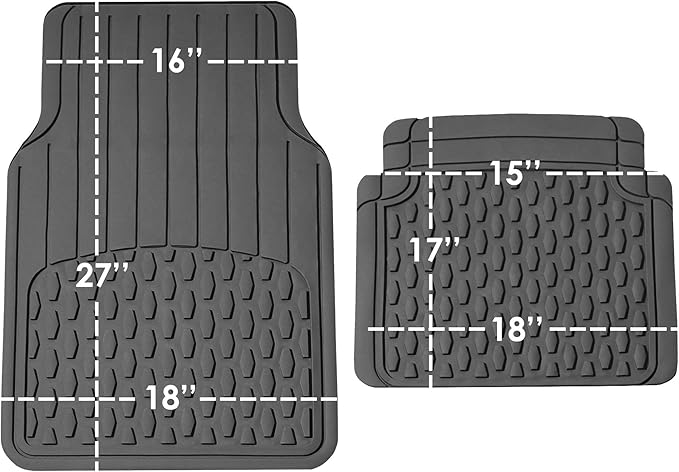 FH Group 4 Piece Liners Trimmable Climaproof™ Vinyl Car Floor Mats- Full Set with Premium Trimmable Vinyl Cargo Liner- Universal Fit for Cars Trucks and SUVs (Gray)