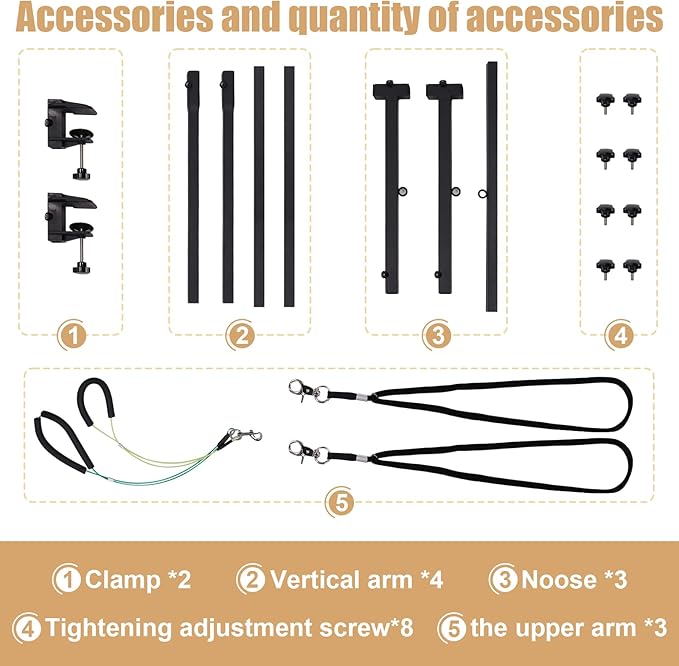 Ligefoy Dog Grooming arm with Restraint Loops, Adjustable Height(0"~35"),Adjustable Width (32"~47") for Large & Medium & Small Pets Bathing & Grooming (Black)