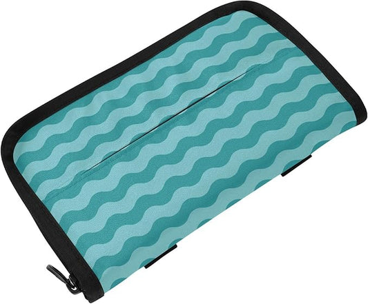 Car Tissue Holder Car Napkin Holder Car Tissue Box Dispenser Storage Case Sun Visor Mask Holder with Adjustable Straps Reusable Refillable Sea Wave