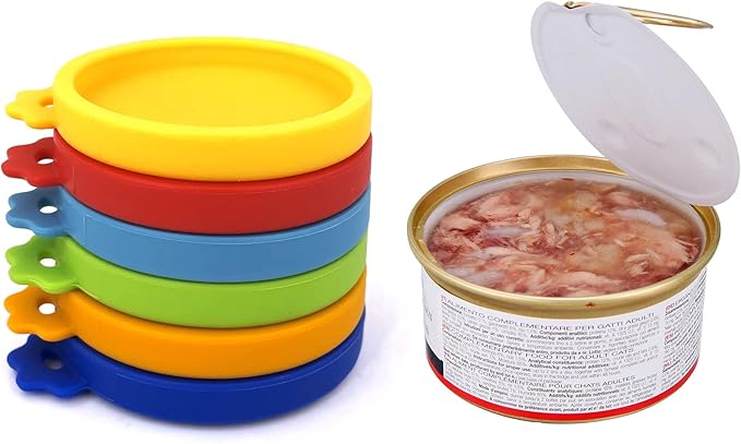 Comtim Cat Food Can Lids, Silicone Small Pet Food Can Lids Covers for 3 oz Cat Food Cans (Multiple)