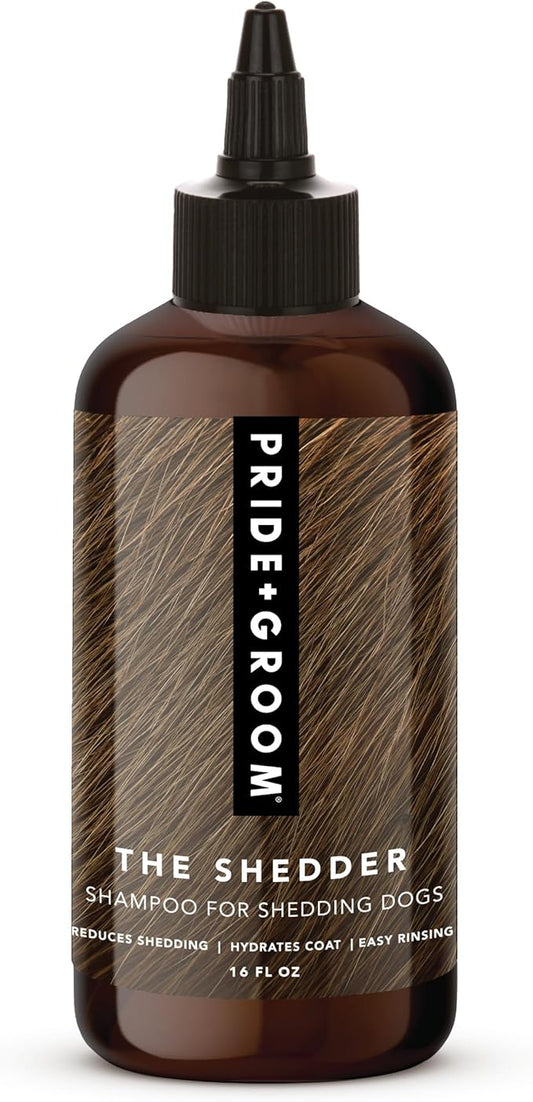 Pride and Groom The Shedder | Dog Deshedding Shampoo | All Natural Body Wash with Essential Oils & Ingredients That Reduce Pet Shedding & Fur Dander for Curly and Wavy Coats – 16oz