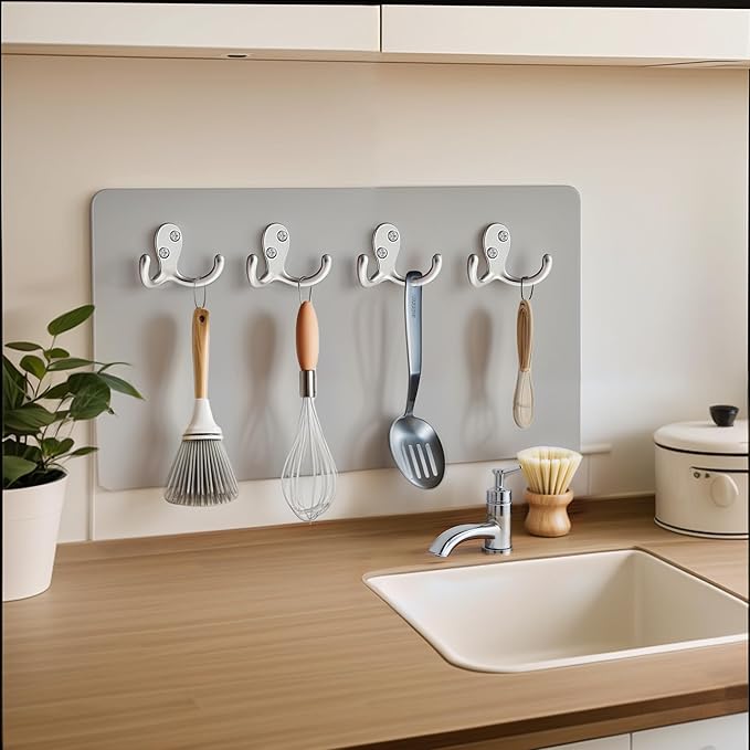 Coat Hooks Wall Hooks for Hanging - 15 Pack Silver Double Prong Hook Wall Mounted - Great for Living Room, Bedroom, Kitchen, Closet for Coat, Bag, Towel, Hat, Key, Cup, Heavy-Duty, Easy to Install