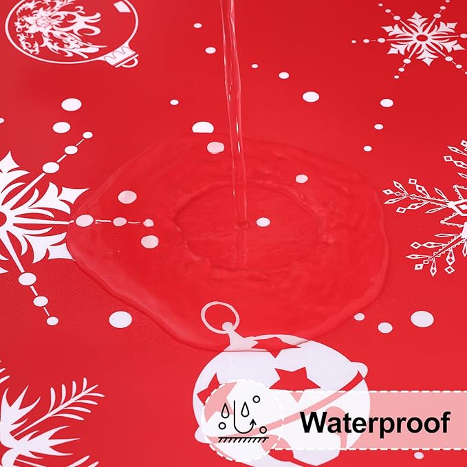 misaya Rectangle Vinyl Tablecloth, Fitted Table Cover, 100% Waterproof, Elastic Edge, Flannel Backing, Plastic Table Cloth Fit 6 Foot Folding Tables for Christmas Dinner (Bells, 30x72 inch)