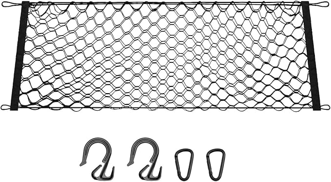 Trunk Cargo Net for 2024-2025 2026 Toyota Grand Highlander Accessories Envelope Style Mesh Trunk Net Organizer and Storage Stretchable Adjustable Elastic Nylon Rear Cargo Netting with Hooks
