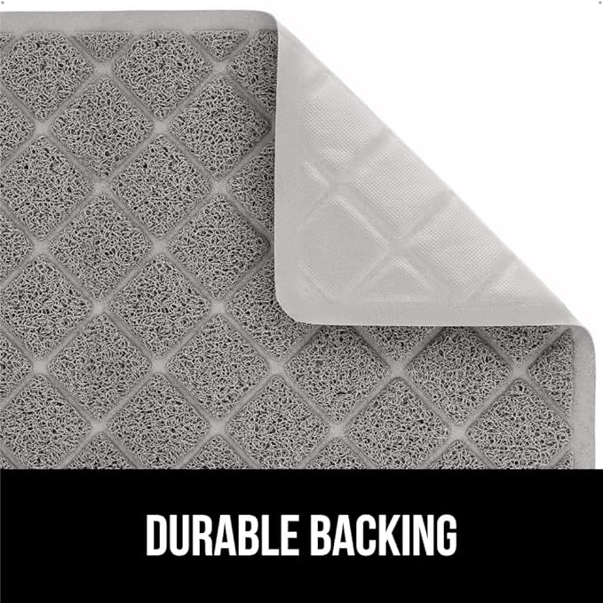 GORILLA GRIP Cat Litter Box Mat, 40x28, Water Resistant, US Designed Kitty Litter Trapping Mats, Easy to Clean, Scatter Control, Less Mess and Clean Floors, Kitten Supplies for Indoor Cats, Gray