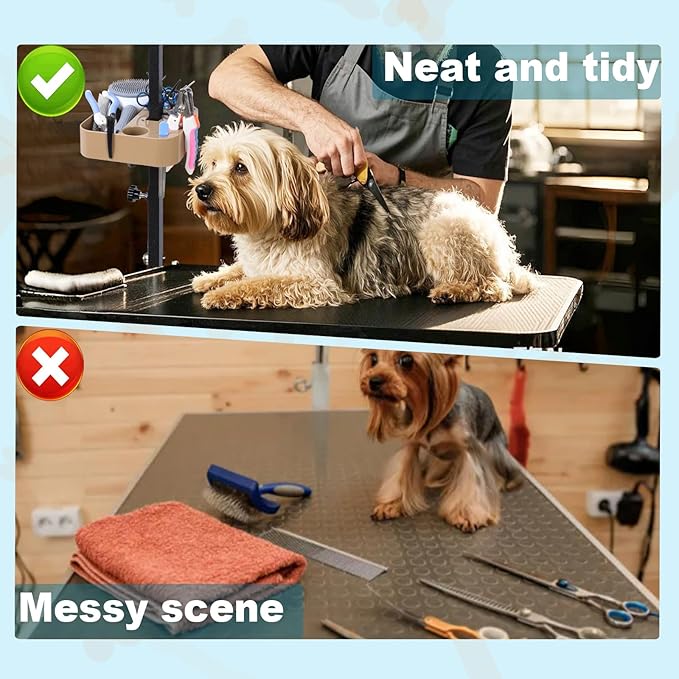 Huioqwe Pet Grooming Organizer For Scissors, Brushes And Tools - Rotatable Multi-Compartment Grooming Arm Stand