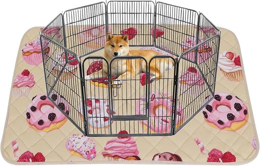 IEUUMLER Washable Pee Pads for Dogs, 1 Pack Cake Pattern Reusable Waterproof Puppy Potty Pads, Non-Slip Absorbent Pet Training Pads for Playpen Crate Bed EU015 Beige Cake, 48x48