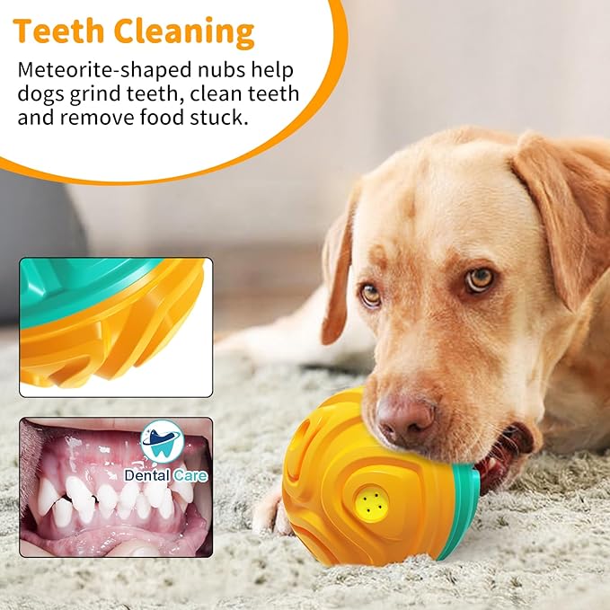 JoyBruko Dog Ball for Aggressive Chewers - Interactive Dog Toy Balls Fun Squeaky Sound to Keep Them Busy, Durable for Small Medium Large Breeds, Rubber Pet Fetch Chew Toys, Orange & Blue
