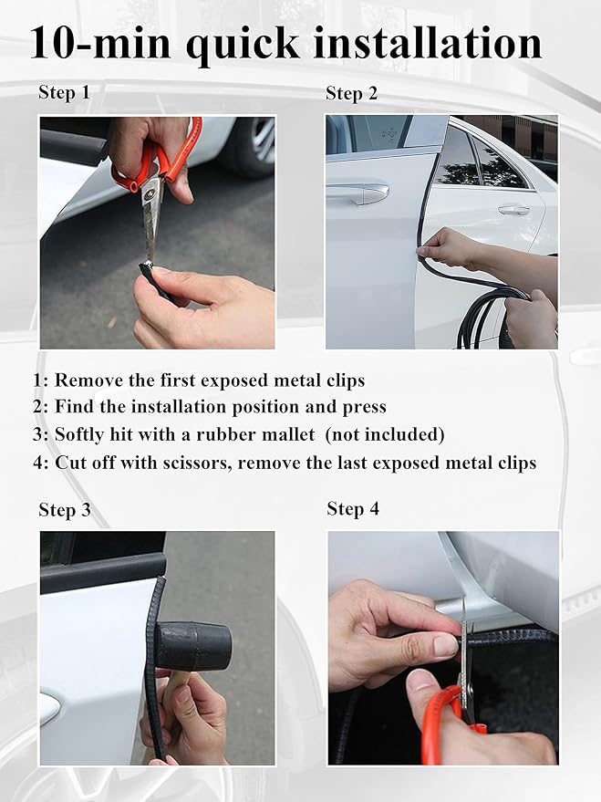 SYOAUTO 32Ft(10M) Door Edge Guard White Car Door Edge Guards Door Edge Protector for Cars Rubber Auto Door Trim U Shape Build in Metal Sheet No Need Adhesive Easy to Cut Door Guards for Most Cars