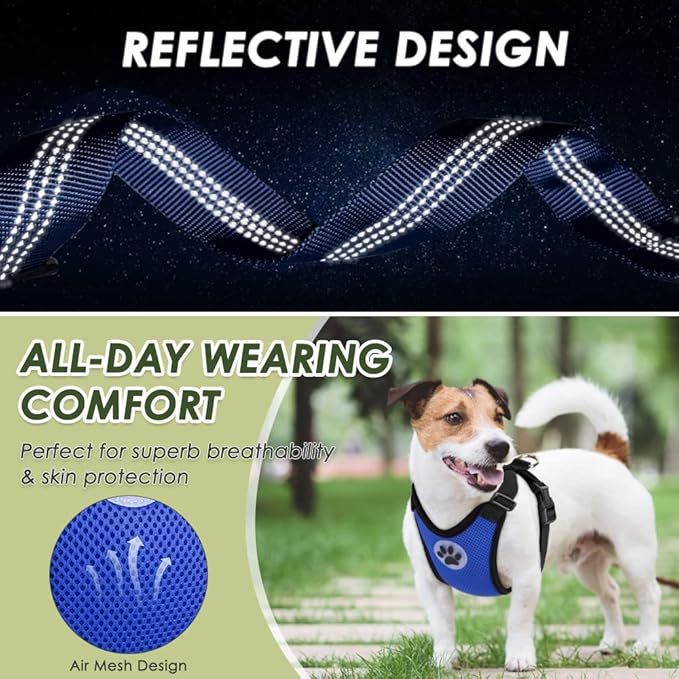 Lukovee Dog Seat Belt for Car, Adjustable Dog Car Harness for Large Medium Small Dogs, Soft Padded & Breathable Mesh Dog Seatbelt with Car Vehicle Connector Strap (Blue Double Clip,Small)