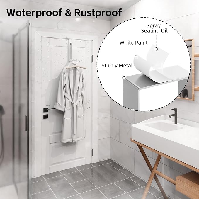 2 Pack Over The Door Hanger, Folding Over The Door Drying Rack for Laundry, Over The Door Clothes Hanger, Door Hanger for Clothing, Over The Door Hooks, Door Clothes Drying Rack,Portable,White